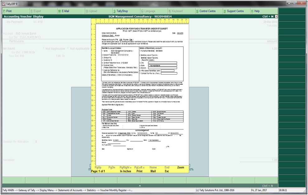 BANK FUND NEFT LETTER